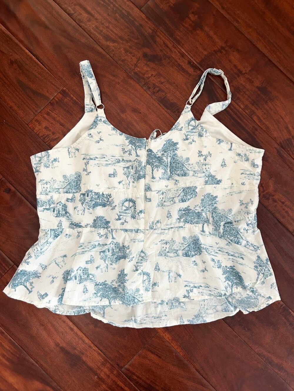 Torrid Blue White Corset Peplum Tank Top Cottagecore Milkmaid Country Size 1 - Picture 9 of 10